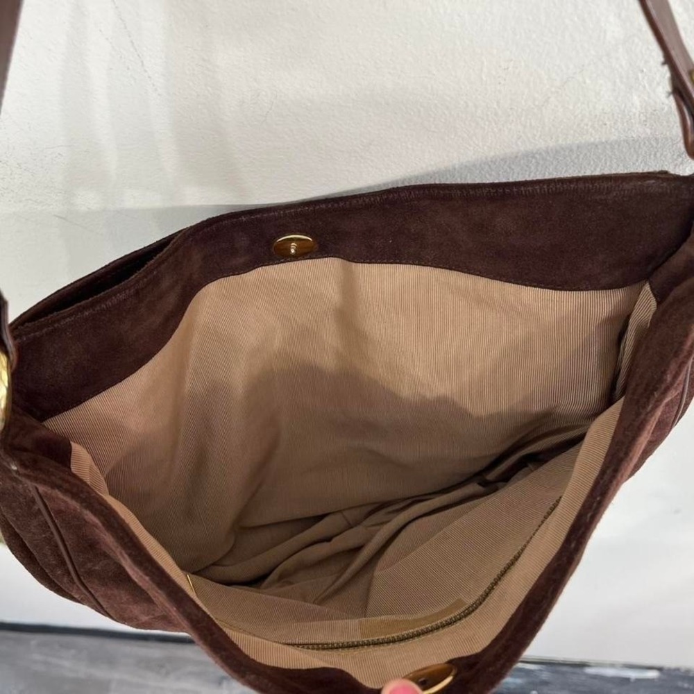 Vintage Brown Genuine Leather Hobo Shoulder Bag Minimal Classic Purse - Picture 4 of 4